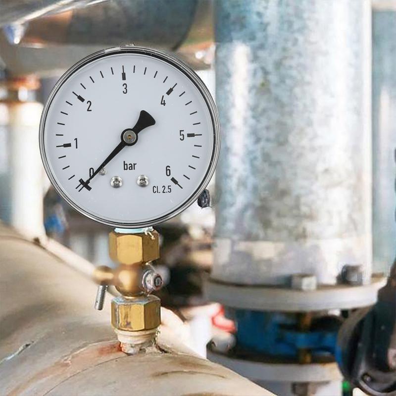 Easy Installation Pressure Gauge Pressure Meter 0-6 Bar Gauge Air Pressure Gauge Easy Installation Leak-Proof Connection
