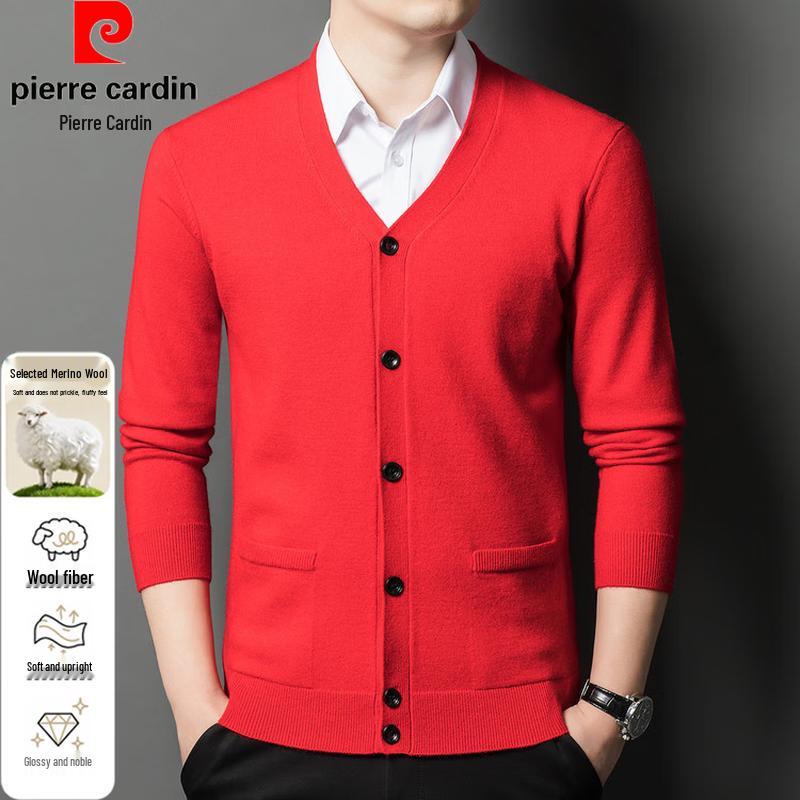 Pierre Cardin Men's Merino Wool Blend V-Neck Cardigan