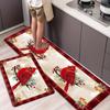 1Pcs Luxury  Red Bird Christmas Kitchen Mat Soft Thickened Kitchen Floor Mat Waterproof Non-slip Oil-proof Floor Mat Runner Rug