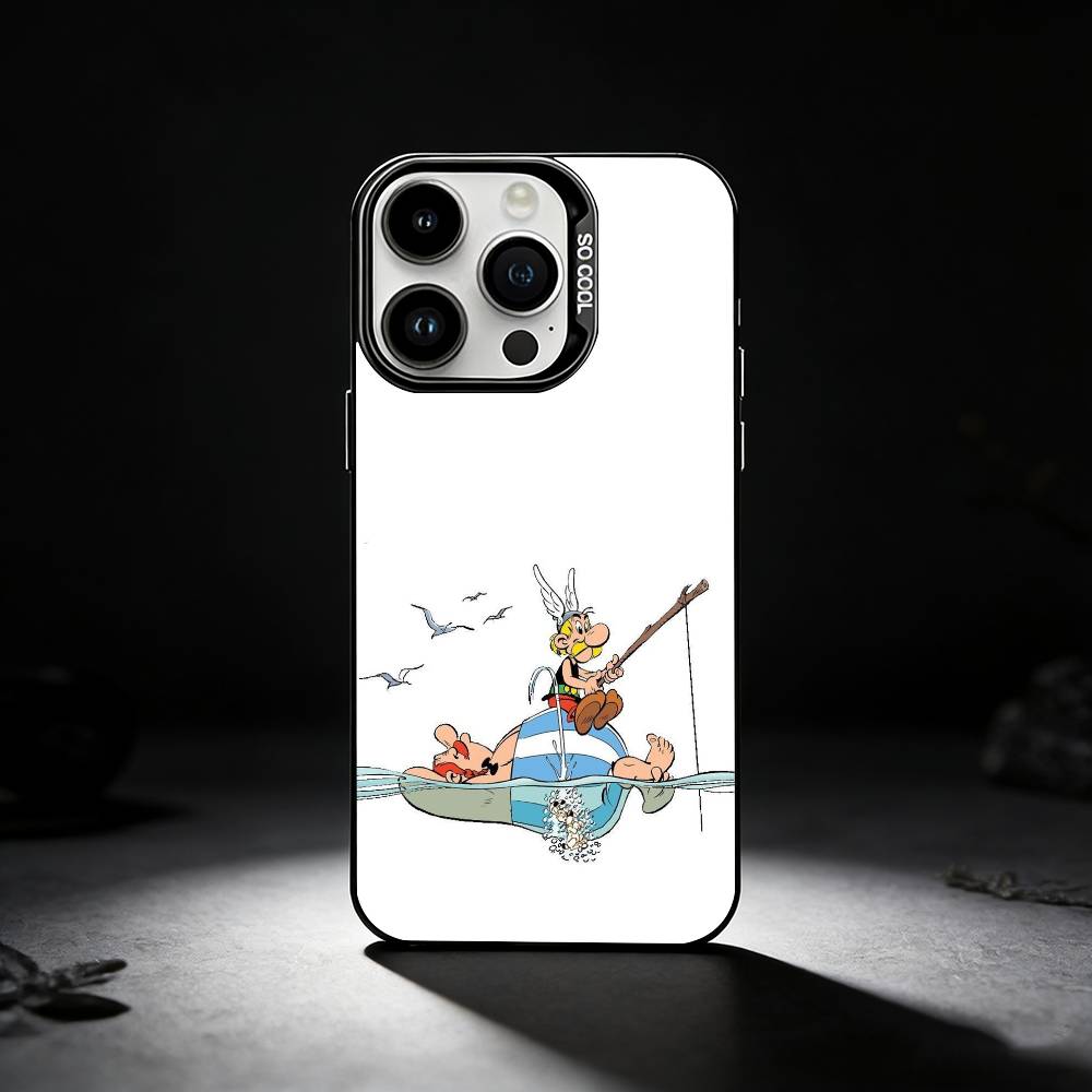 A-Астерикс C-Мультфильм O-Обеликс Чехол для телефона для iPhone 17,16,15,14,13,12,11 Plus,Pro Max,XS,Цветной серебристый чехол для телефона