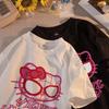 Женская футболка MINISO Hello Kitty Летняя Девушка Мультяшный Принт Топы Хлопок Высокое Качество Короткий Рукав Свободный Повседневный Парные Футболки