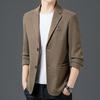 Новый мужской повседневный костюм Весна и осень Тонкий Корейская версия В полоску Маленький костюм Среднего возраста Деловой Однобортный пиджак