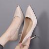 Fashion Formal Shoes for Women 2024 High Heels On Heeled Normal Leather Casual Ladies Summer Footwear Pointed Toe Office Pumps Trend A E