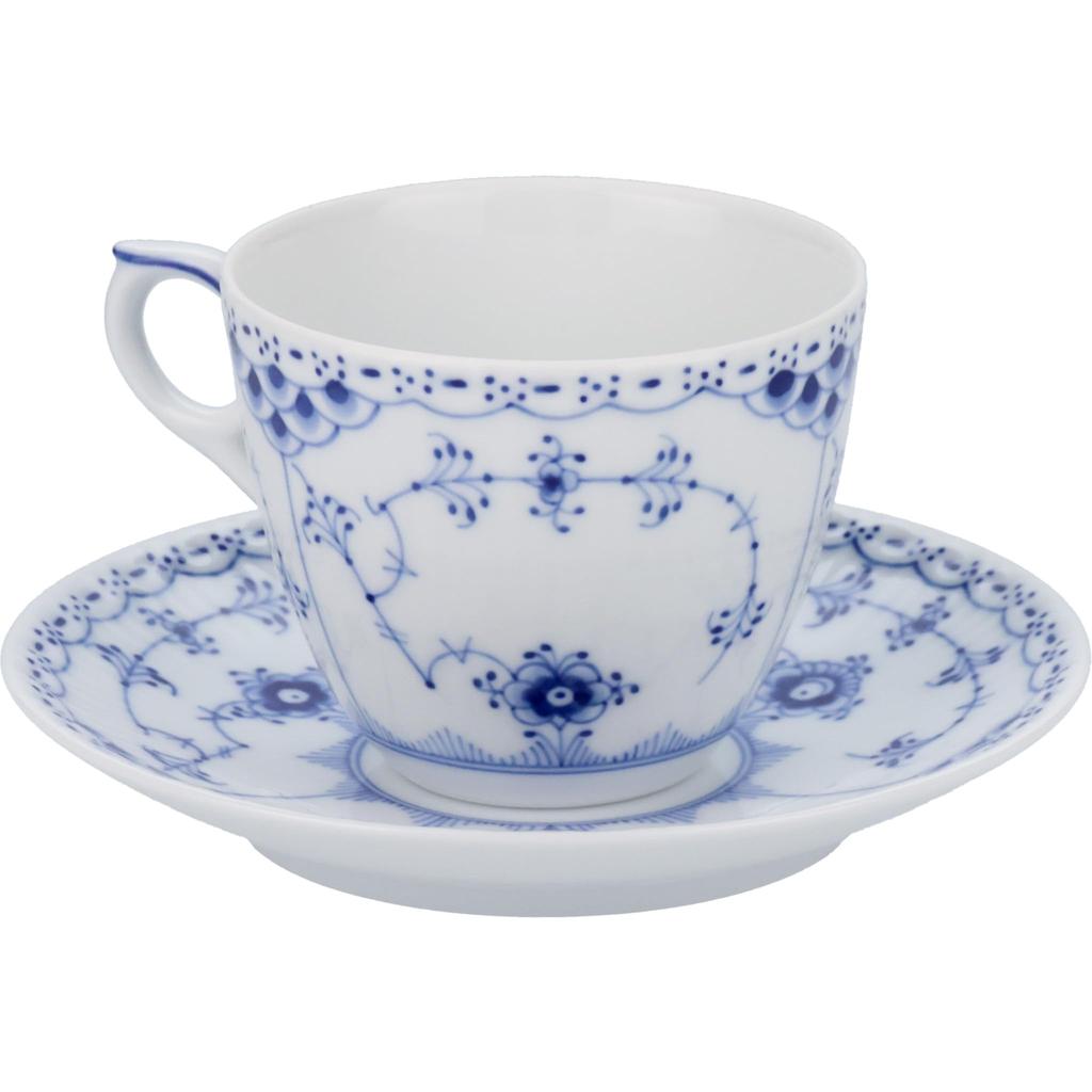 ROYAL COPENHAGEN Blue Fluted Half Lace Coffee Cup and Saucer, White, 180ml (Officially Imported) 1102071