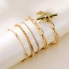5 Pcs/Set Punk Gold Zircon Thick Chain Bracelet Female Bohemian Geometric Chain OT Buckle Bracelet Set Jewelry Girl Party Gift