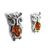 [J5627] - Янтарные серебряные серьги «Совы»