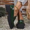 Patent Leather Med Heel Loafers Shoes Women Solid Color Slip-On Platform Pumps Woman Thick Bottom Non-Slip Office Shoes Female
