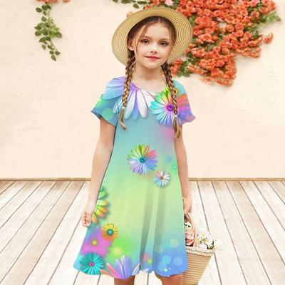 Платья с 3D принтом для девочек, детское праздничное платье принцессы без рукавов для девочек, платье-майка с 3D разноцветным принтом ромашек