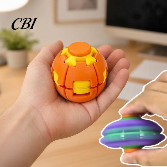Office Stress Reducer 3D Printed Ball, Press & Rotating Finger Spinner, Decompression Ball Concentration Training Toy Toys, Portable Ergonomic Fidget