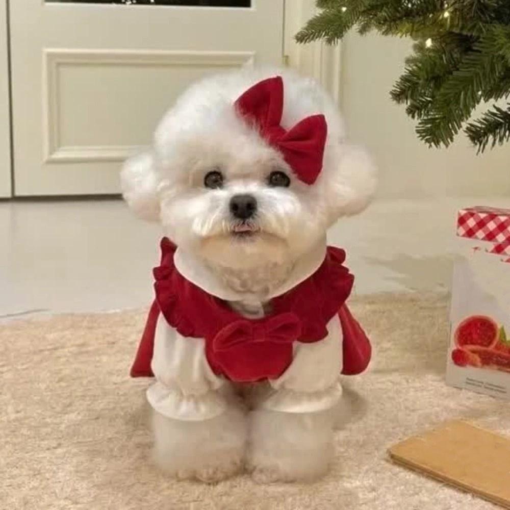 Pleated Pet Corduroy Skirt Sweet Pet Costume Fashion Bow Dog Skirt  for Pet