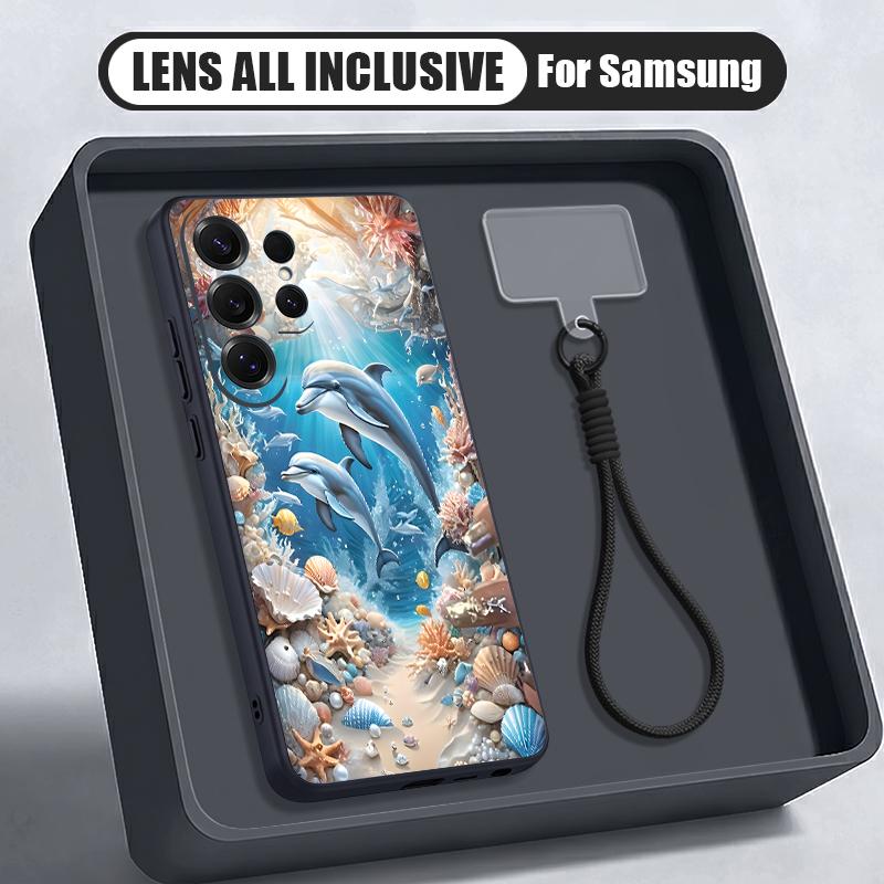 Чехол «Звездное море Дельфин» для Samsung S26 Ultra S25 FE S24 S24 Plus A57 A37 A17 A56 A36 A16 A55 A35 A15 A54 5G Гибридный Магнитный Матовый Чехол