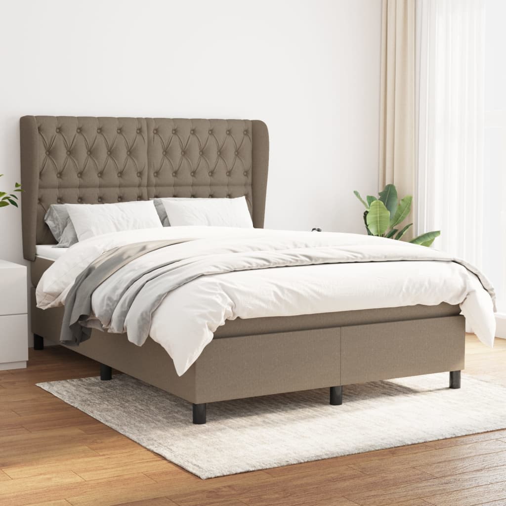 Vidaxl Континентальная кровать с матрасом, цвет тауп, ткань, 140x190 см