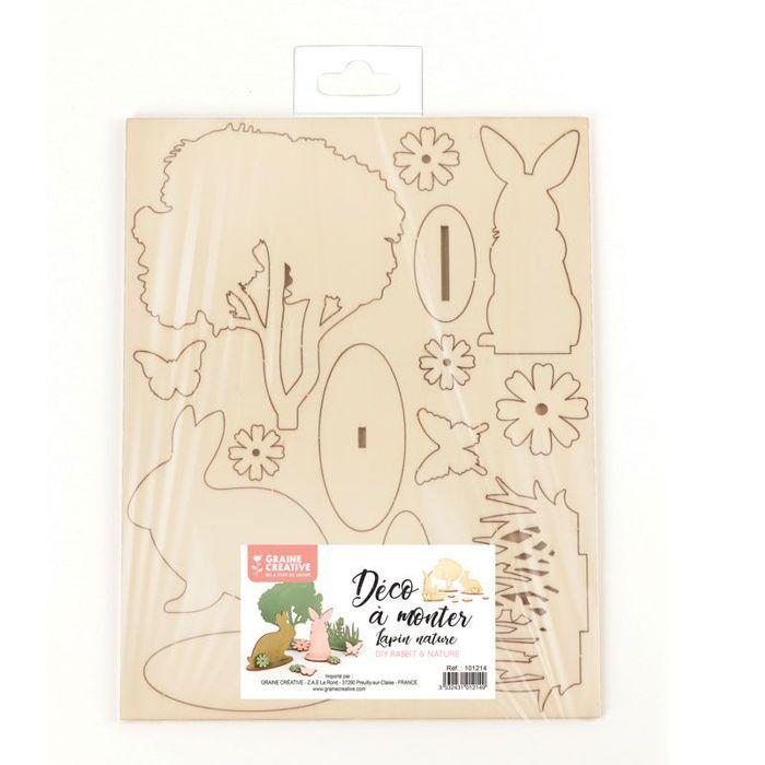 DIY Wooden Decoration Rabbits and Nature 22.5 X 17.5 X 0.2 Cm