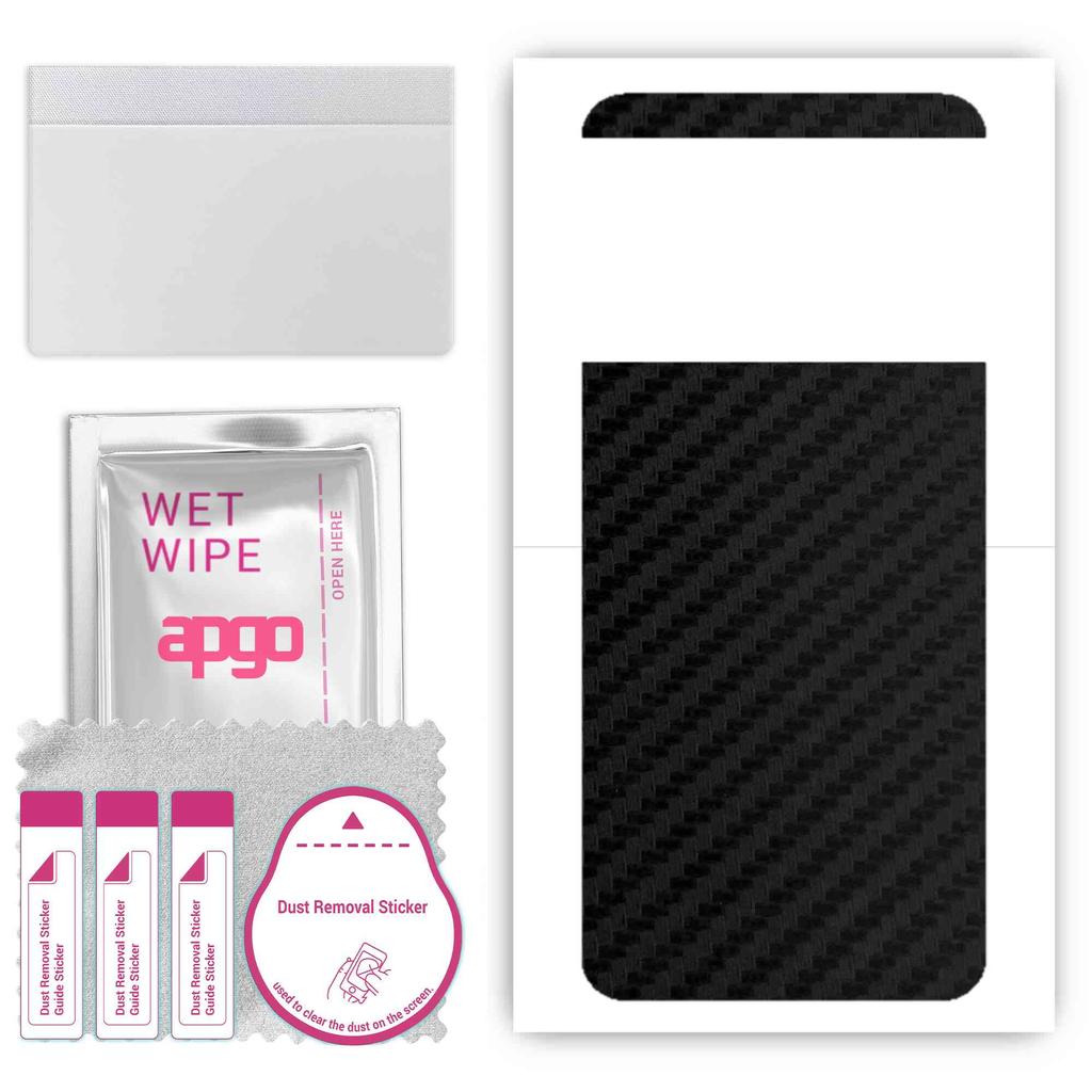 apgo Protective Skin Sticker for the Back Compatible with Xiaomi M4 5G, Wrap Film, Foil, Vinyl - Pattern Carbon Black
