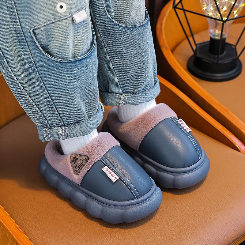 [Autumn Winter Kids Thick Sole Cotton Slippers Boys Girls Non Slip Warm Indoor Home Slippers]