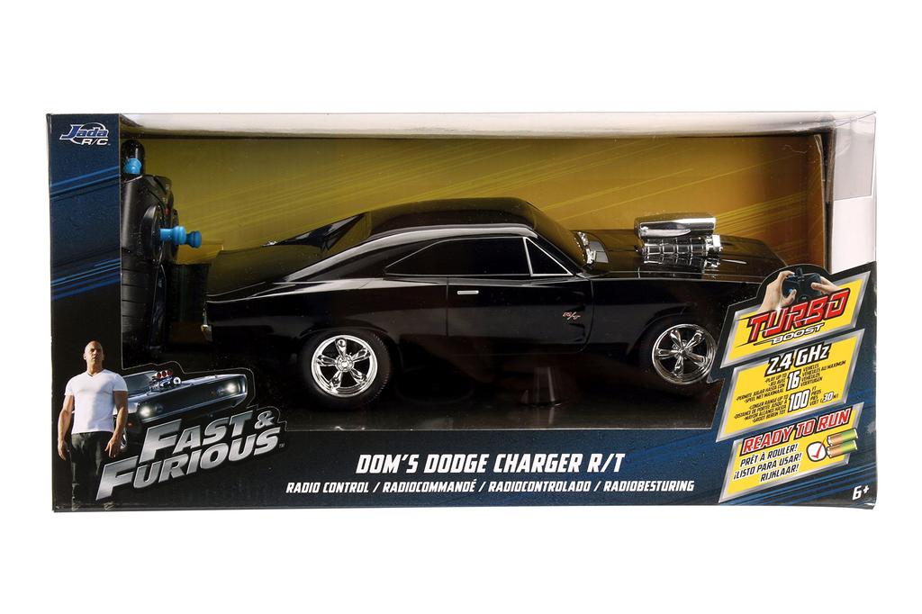 Джада игрушки Форсаж 1:16 1970 Dodge Charger RT Машина на радиоуправлении 2,4 ГГц Черный, Игрушки для детей и взрослых, Глянцевый черный (97584)