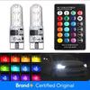 T10 W5w 501 RGB 7-цветная автомобильная клиновидная боковая лампа, водонепроницаемая, 6 светодиодов SMD 5050, с пультом дистанционного управления (Нет батареи)Стробоскопическая лампа-клин