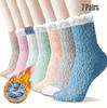 7 Pairs of Women's Plush Lined Warm Socks, Plush and Fluffy Sleeping Socks, Suitable for Family, Indoor and Ladies' Christmas Gifts