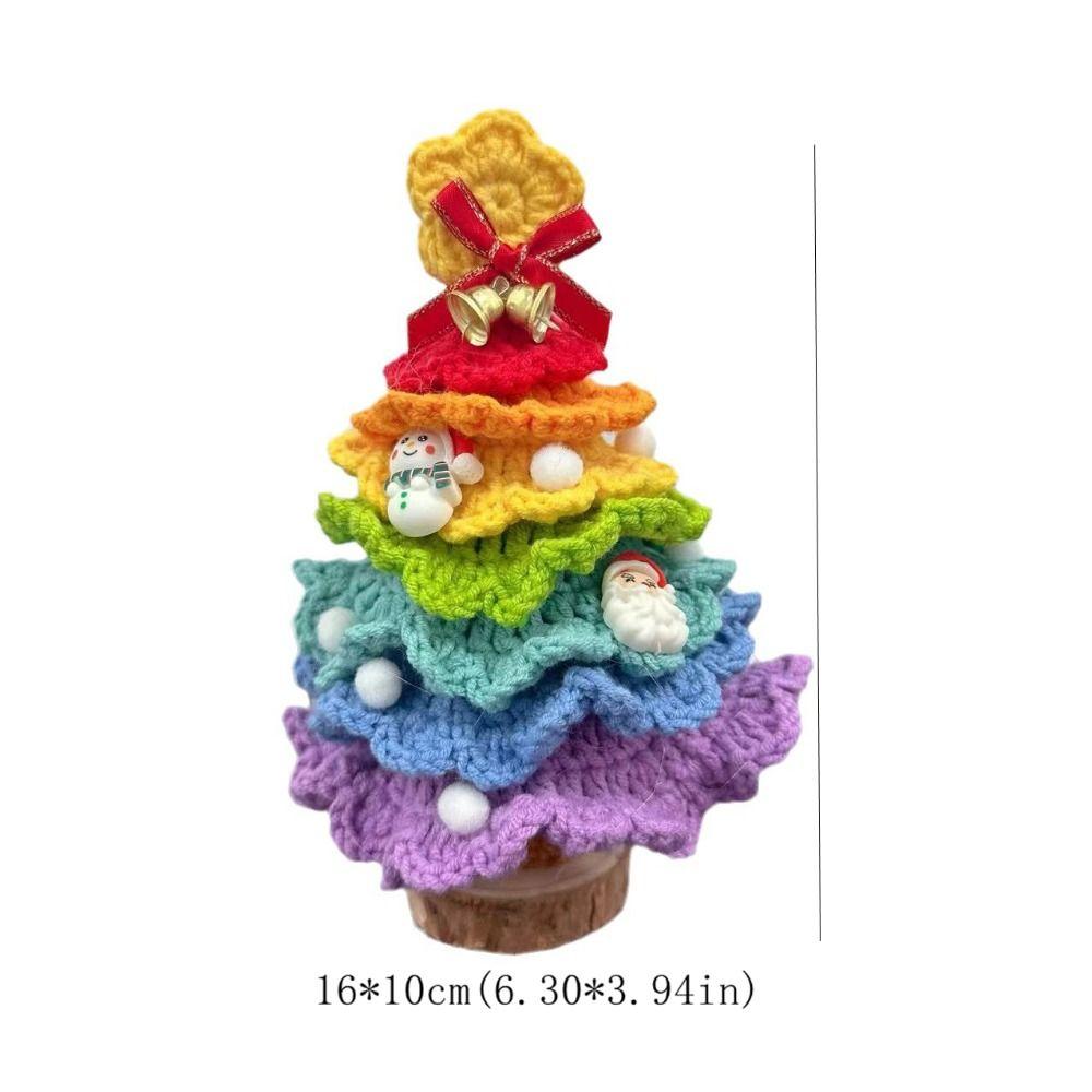 Finished Crochet Christmas Tree Decor Handmade Artificial Knitted Tabletop Ornament  Christmas Day