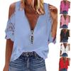 Women's Fashion Solid Color V-Neck Camisole Hollow Sleeve Casual Shirt Top