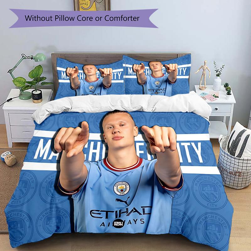 Manchester City Player Print 3Pcs Bedding Setduvet Cover With 2 Bedropillowcase Home Birthday Gift