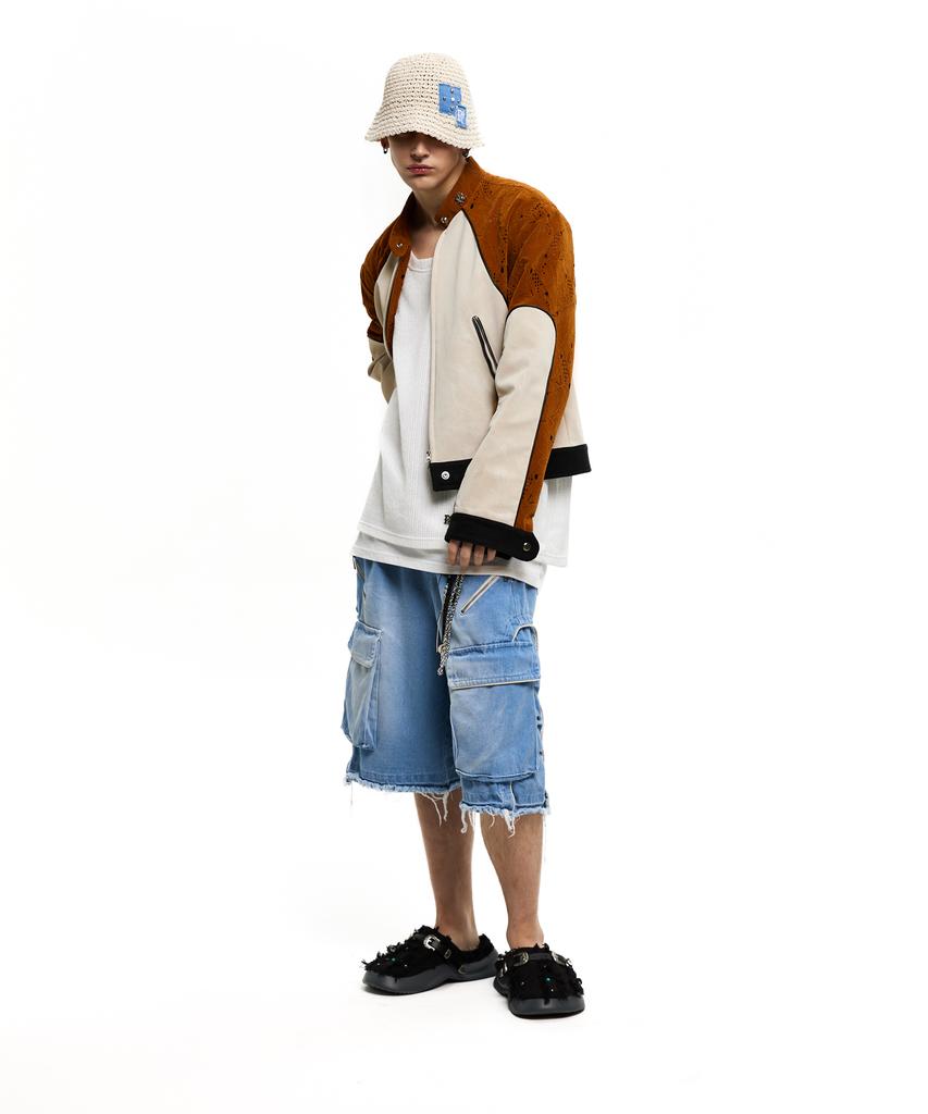 Джинсовые шорты-карго Aleseueseussi - Светлый деним