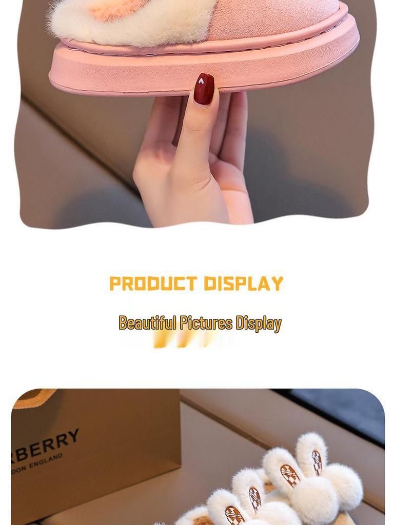 2024 Warm Winter Cotton Slippers for Girls: Indoor/Outdoor, Thickened for Mid-to-Large Children