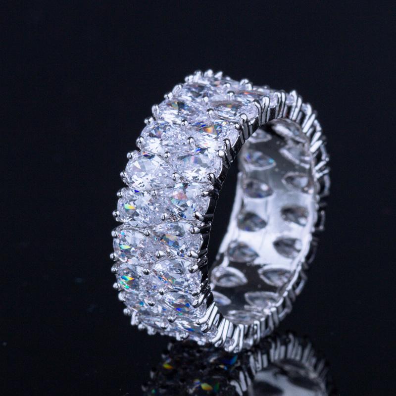 WWJ Высокое качество белого золотого цвета AAA с кубическим цирконием Свадебное кольцо