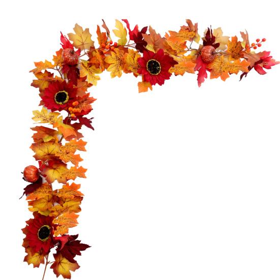 5.7Ft Fall Maple Leaf Garland Artificial Autumn Foliage Garland Harvest Hanging Vine