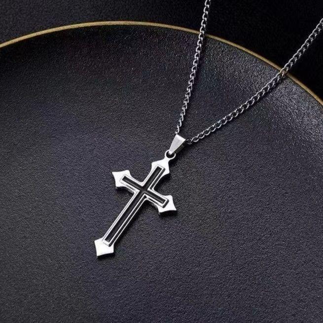 European and American popular jewelry, rhinestone-inlaid cross necklace, simple and fashionable, cross and versatile hanging