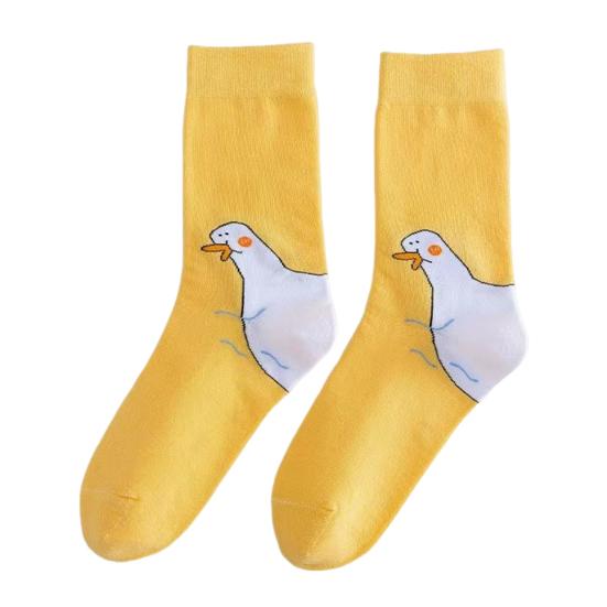 1 пара зимних носков с рисунком гуся и утки, средняя часть, высокая эластичность, противоскользящая обертка