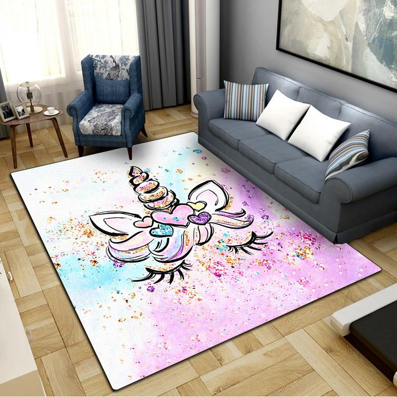 Cartoon Uni-horse Carpet Rug for Living Room Bedroom Home Sofa Decoration,Kids play Non-slip Floor Mat
