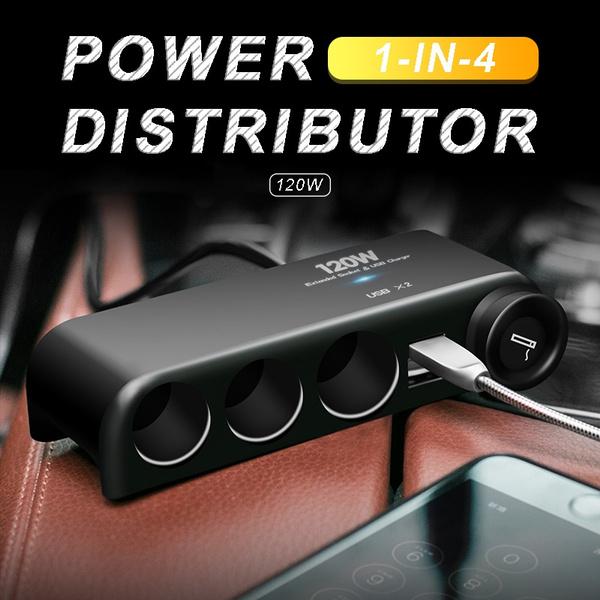 Автомобильный 4-канальный разветвитель для прикуривателя 120 Вт двойной USB зарядный удлинитель адаптер