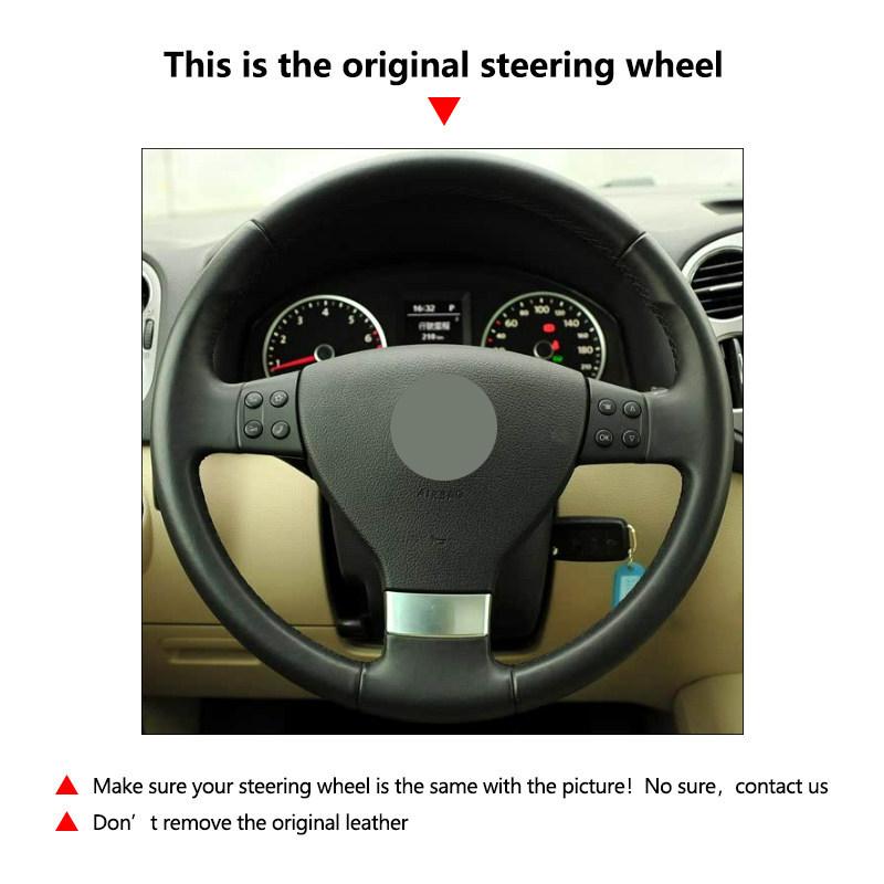Black Perforated Microfiber Leather Car Styling Steering Wheel Cover Trim For VW Golf 5 Jetta MK5 Passat B6 Tiguan 2007-2010