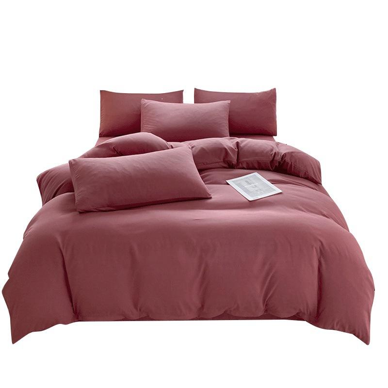 Зимняя двухсторонняя хлопковая кровать из четырех частей, однотонная простыня, пододеяльник, пододеяльник для студенческого общежития и средней школы