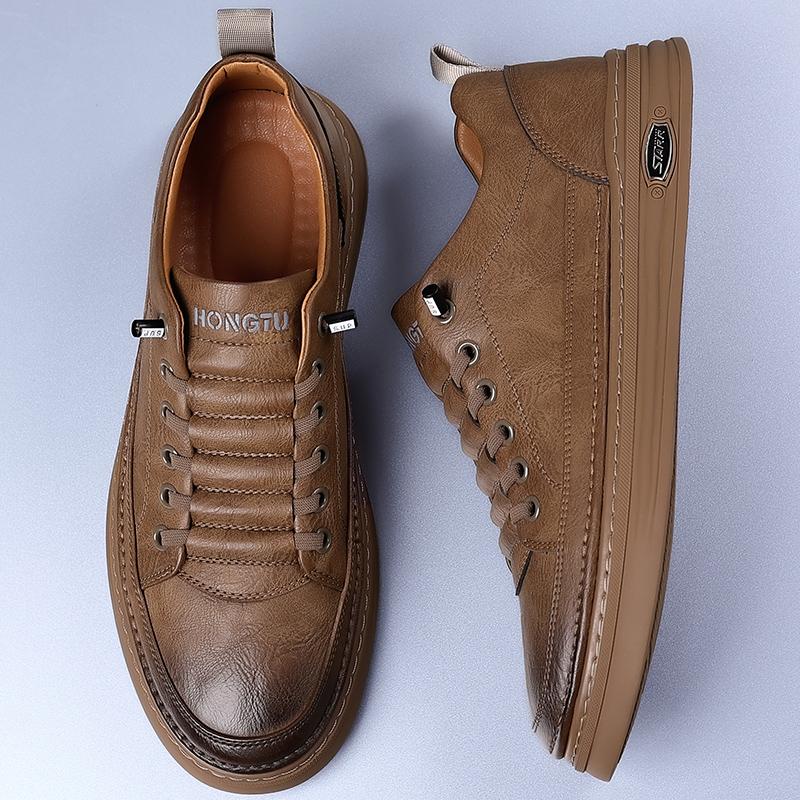 Модные мужские повседневные кожаные оксфордские туфли в винтажном стиле с мягкой подошвой, кроссовки для прогулок на открытом воздухе, универсальная мужская обувь для треккинга