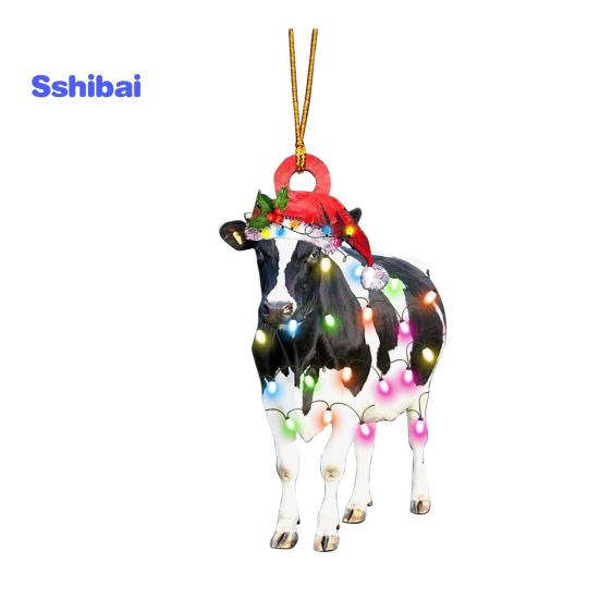 Рождественские подвесные украшения в виде животных Коза Утка Кошка Панда Корова Акриловый многоразовый праздничный декор Рождественская елка Орнамент Подвеска Праздничные принадлежности Подарок