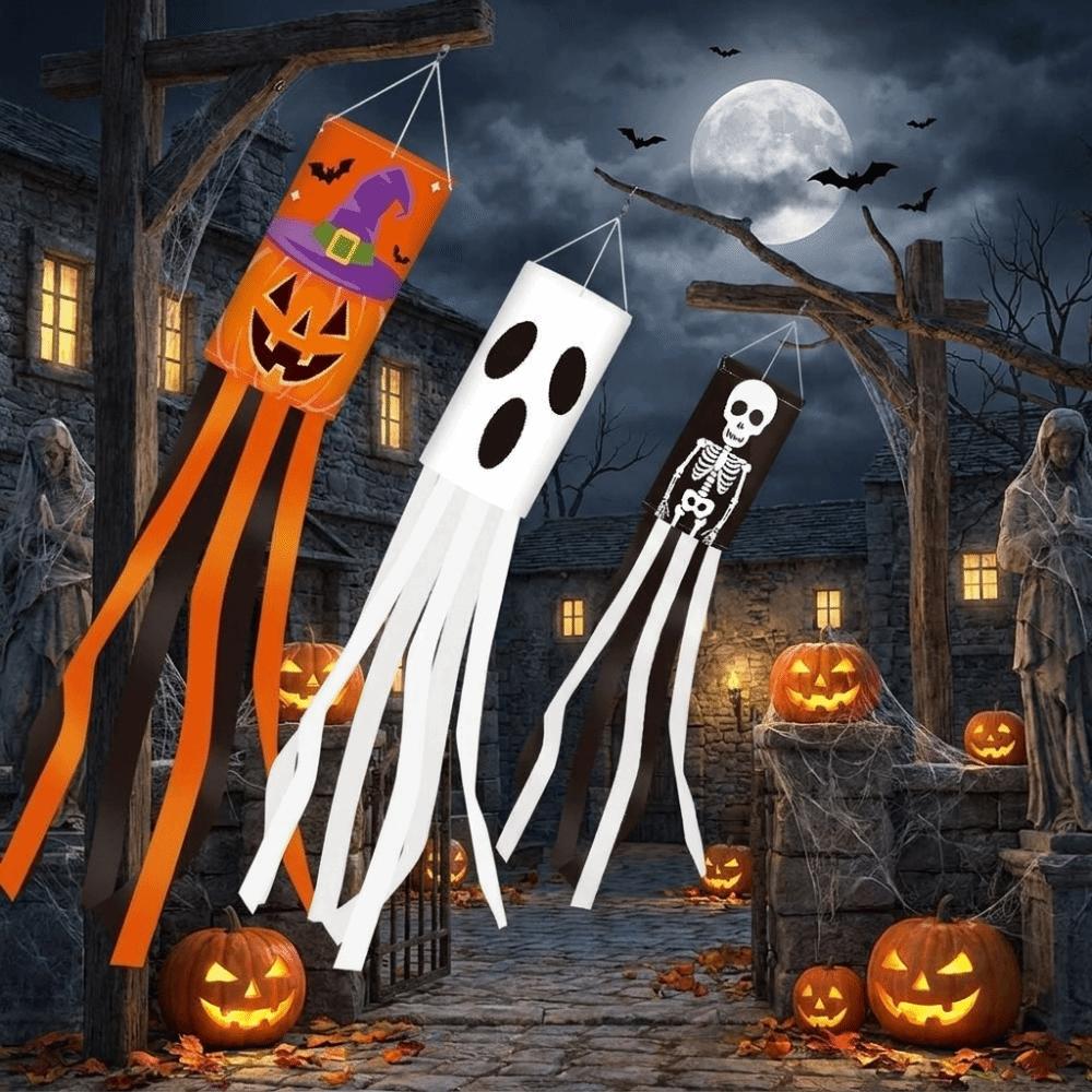 Pumpkin Ghost Pattern Outdoor Props Flags Festival Wind Vane  Ghost Party Decorations