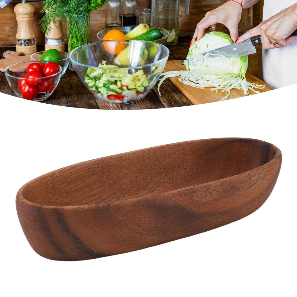 Wood Salad Bowl Long Oval Serving Bowl Beautiful Design Wooden Tray Living Room