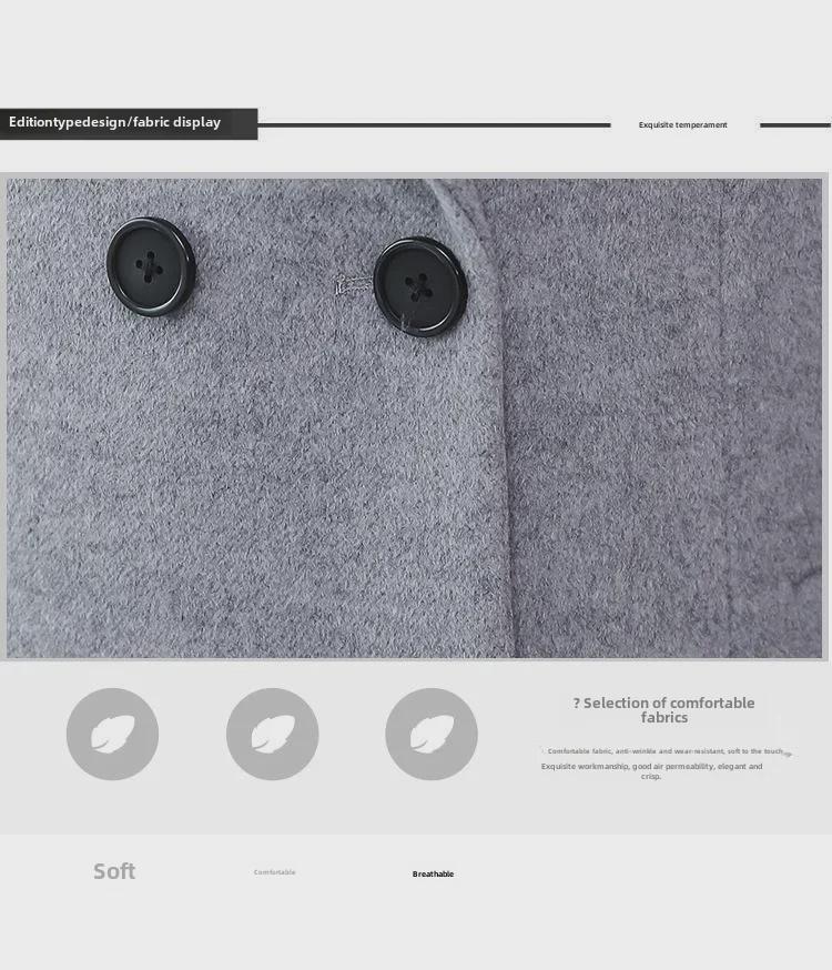 Женское шерстяное пальто выше колена 2024 года: Плотный, большого размера, с лацканами, с узкой талией, для весны и осени