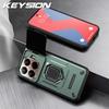 KEYSION Противоударный бронированный чехол для Xiaomi 15T Pro 5G с защитой камеры-слайдера, металлической кольцевой подставкой, задняя крышка для телефона Xiaomi 15T 5G