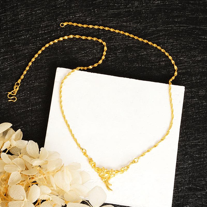 Imitation Gold Necklace Jewelry for Women, Long-lasting Colorfast, Simulated Bride Wedding, Vietnamese Sand Gold Sweater Chain, Versatile
