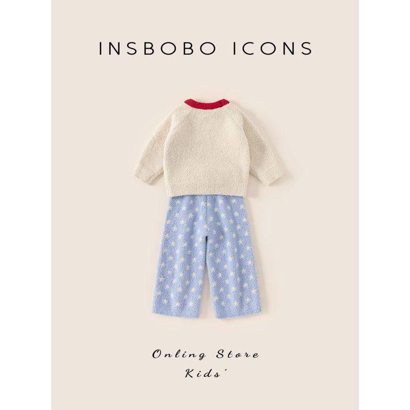 Insbobo Children's Homewear Set 2026 Early Spring New Warm Children's Set for Girls Baby Spring and Autumn Outfit