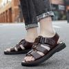 Летние мужские сандалии 2024 года, модная дышащая и удобная пляжная обувь, мужские сандалии на толстой подошве, кожаные сандалии для мужчин