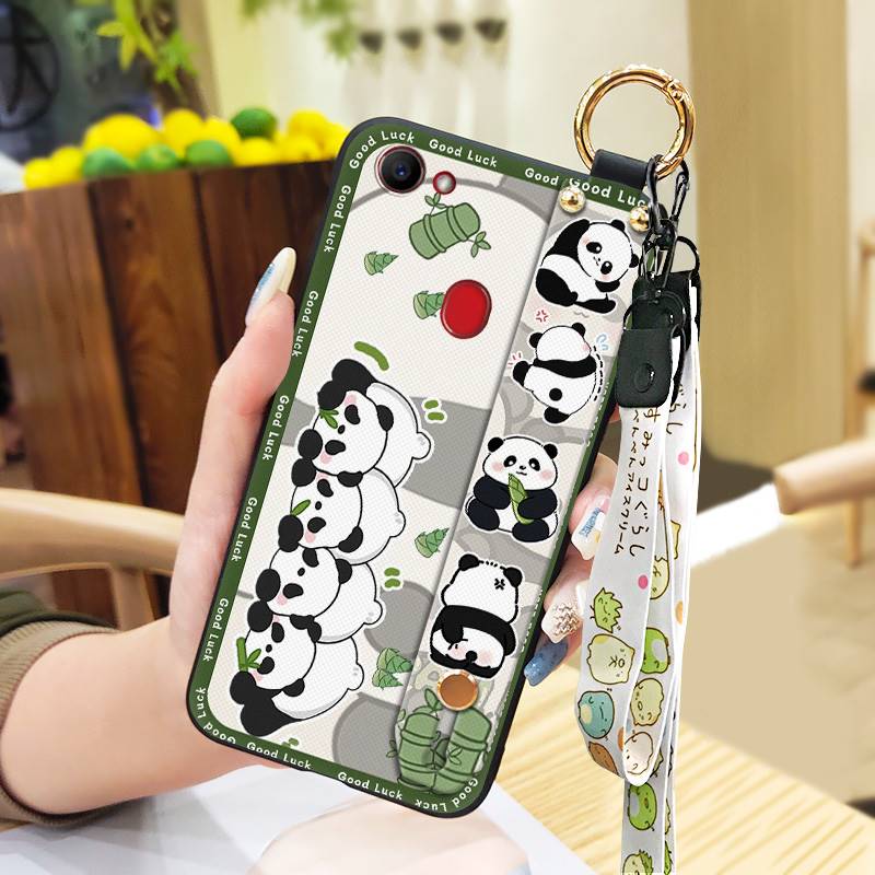 Silicone Soft case Phone Case For OPPO F7 Protective Kickstand Shockproof Phone Holder Panda Cartoon Ring Back Cover