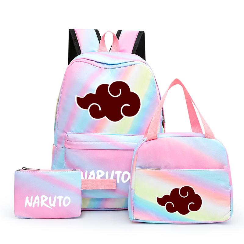 3 шт., школьный рюкзак в стиле аниме для девочек Y2K с сумками для обеда, школьный рюкзак, комплект холщовых сумок, детская сумка-ручка