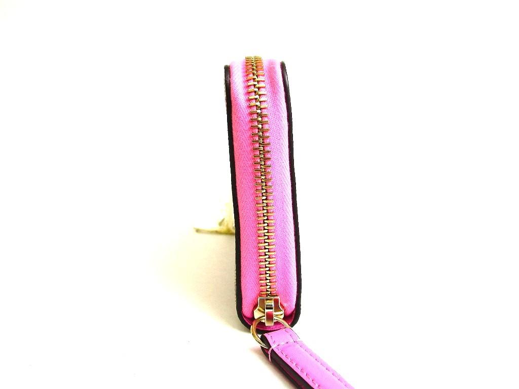 Authentic GUCCI GG Coating Canvas Pink Leather Horsebit Round Zip Wallet #b301 Open box