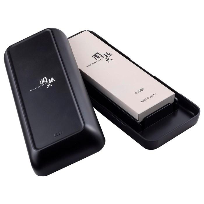 Kai Kansunroku Finishing Whetstone Knife Sharpener #4000 with Case, Made in Japan, AP0332, Black
