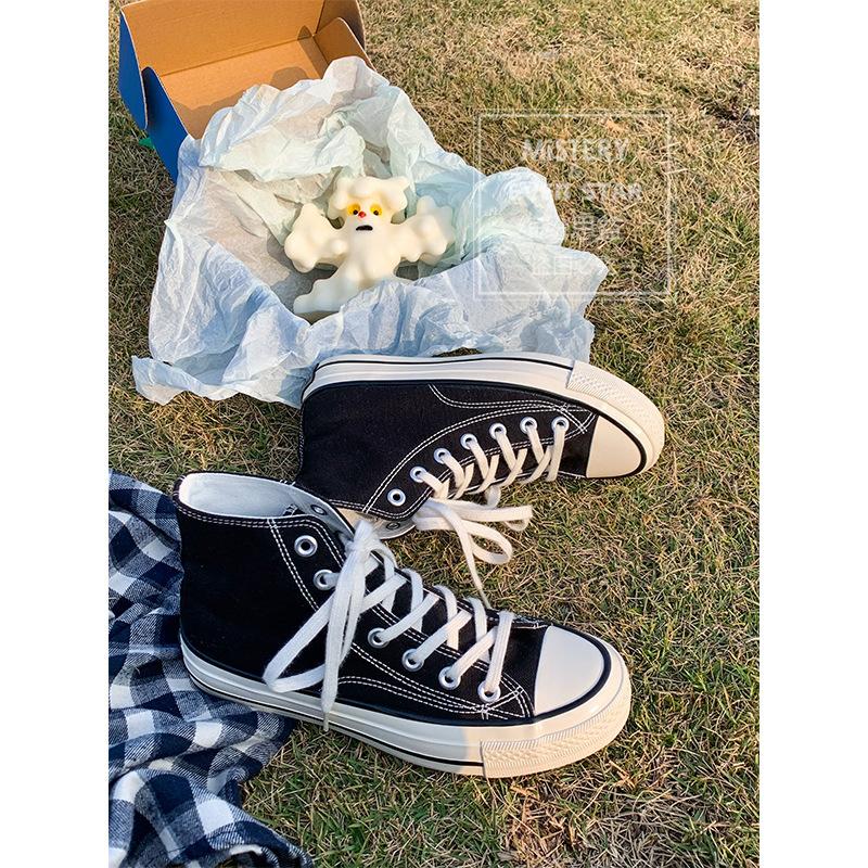 Классические парусиновые туфли женские высокие кеды 19