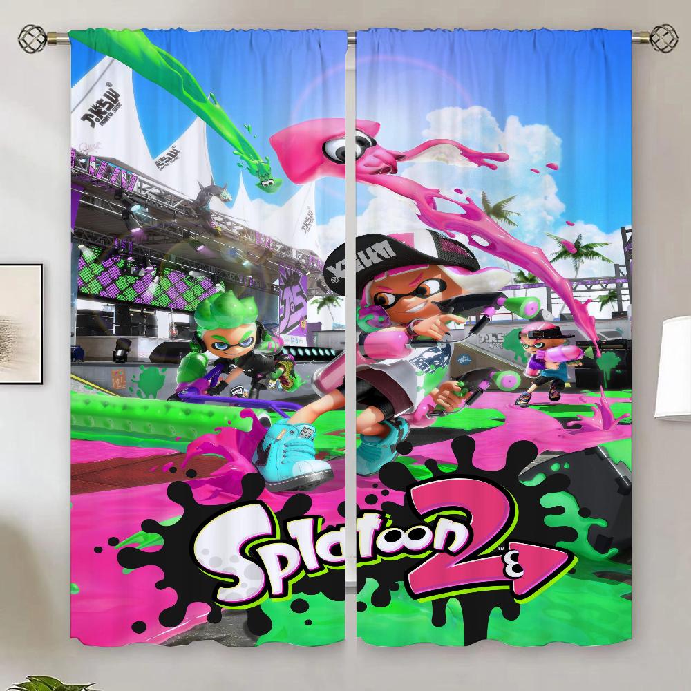 Splatoon Kitchen Curtains for Living Room 2 Elegant Pieces Blackout Curtain 100% Cheap Things With Free Shipping for Home Blinds